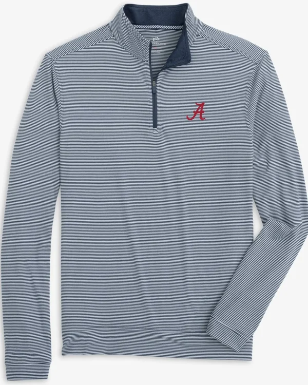 Southern Tide Alabama Crimson Tide Cruiser Micro-Stripe Heather Quarter Zip< Outerwear