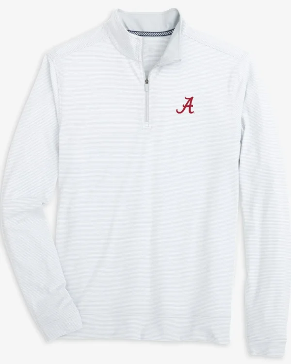 Southern Tide Alabama Crimson Tide Cruiser Micro-Stripe Heather Quarter Zip< Outerwear