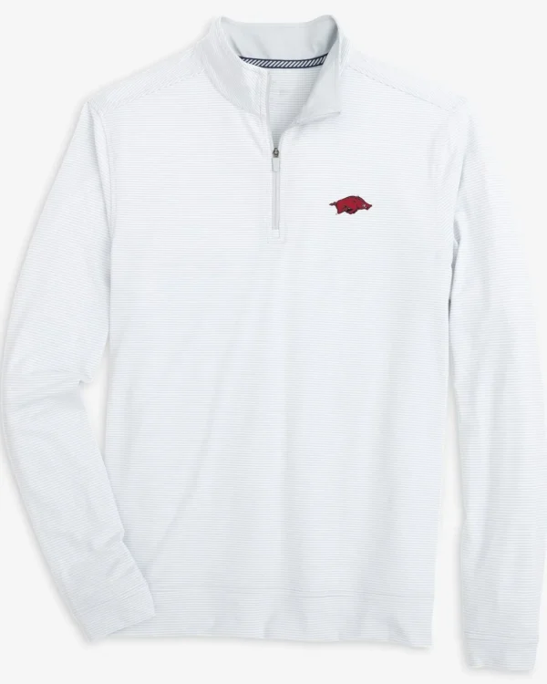 Southern Tide Arkansas Razorbacks Cruiser Micro-Stripe Heather Quarter Zip< Outerwear