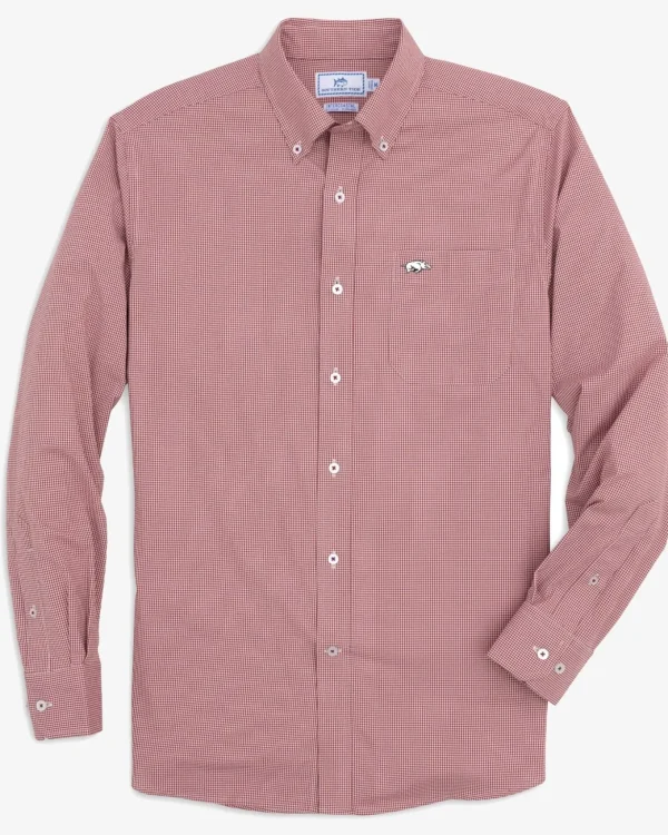 Southern Tide Arkansas Razorbacks Gingham Button Down Shirt< Sport Shirts & Button Downs