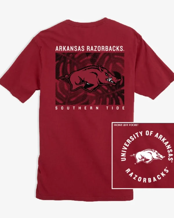 Southern Tide Arkansas Razorbacks Halftone Monstera T-Shirt< T-Shirts