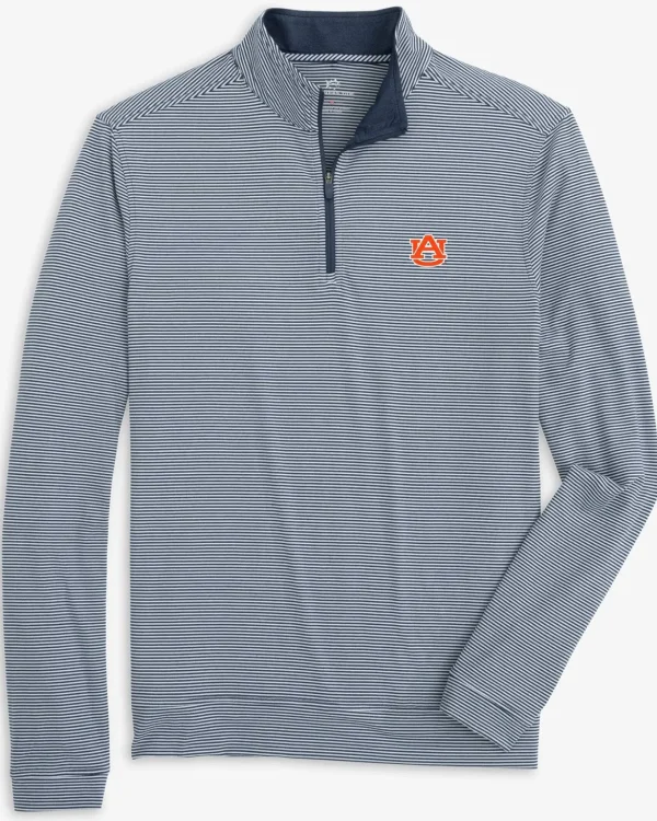 Southern Tide Auburn Tigers Cruiser Micro-Stripe Heather Quarter Zip< Outerwear