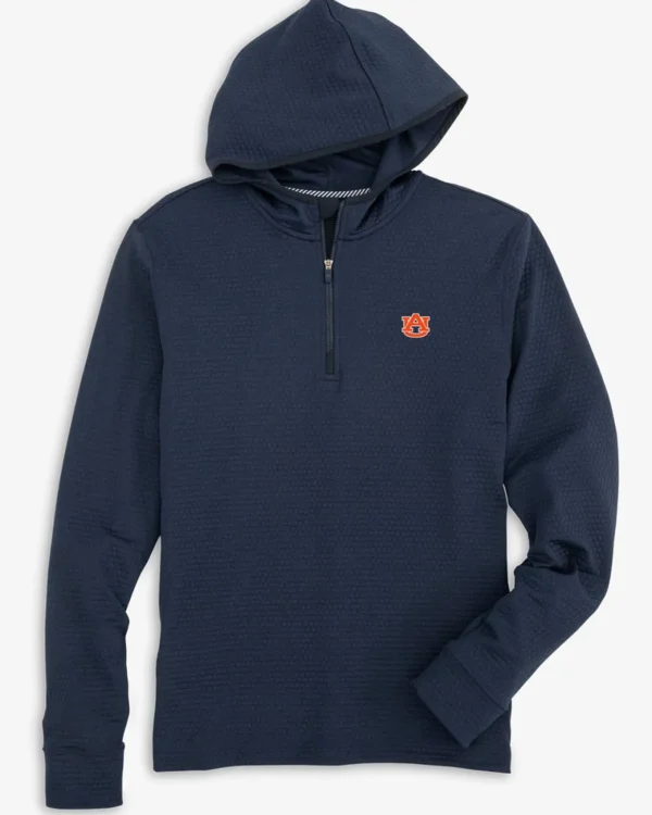 Southern Tide Auburn Tigers Scuttle Heather Quarter Zip Hoodie< Outerwear