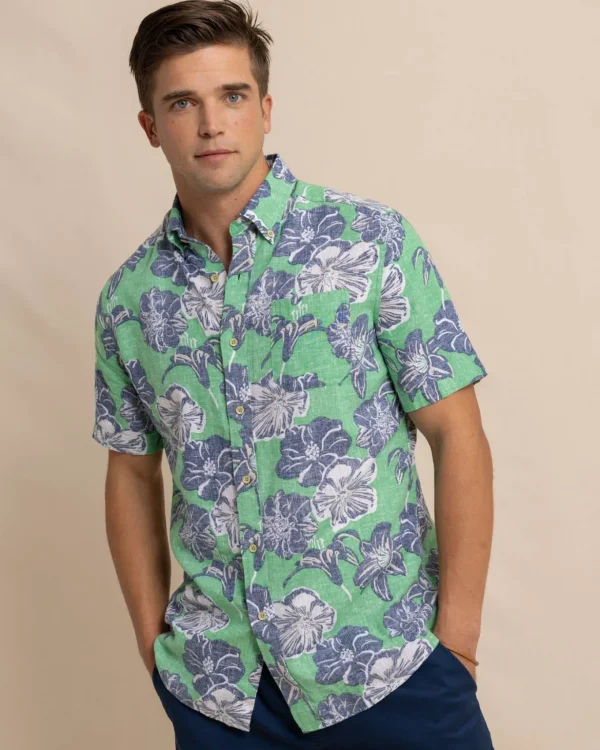 Southern Tide Beach Blooms Linen Rayon Short Sleeve Sport Shirt< Sport Shirts & Button Downs