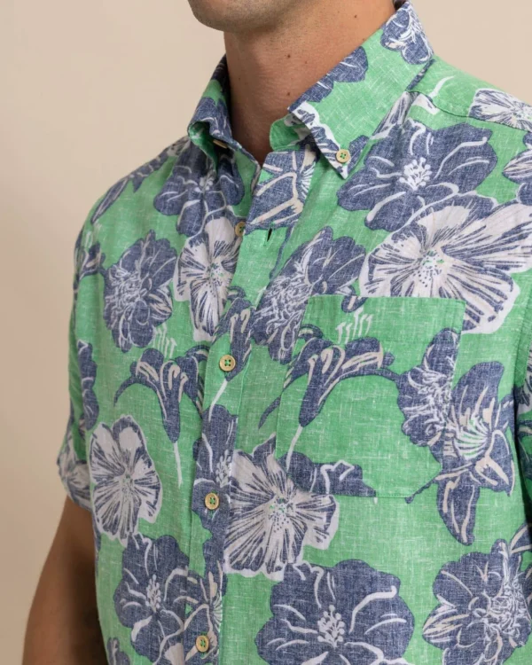 Southern Tide Beach Blooms Linen Rayon Short Sleeve Sport Shirt< Sport Shirts & Button Downs