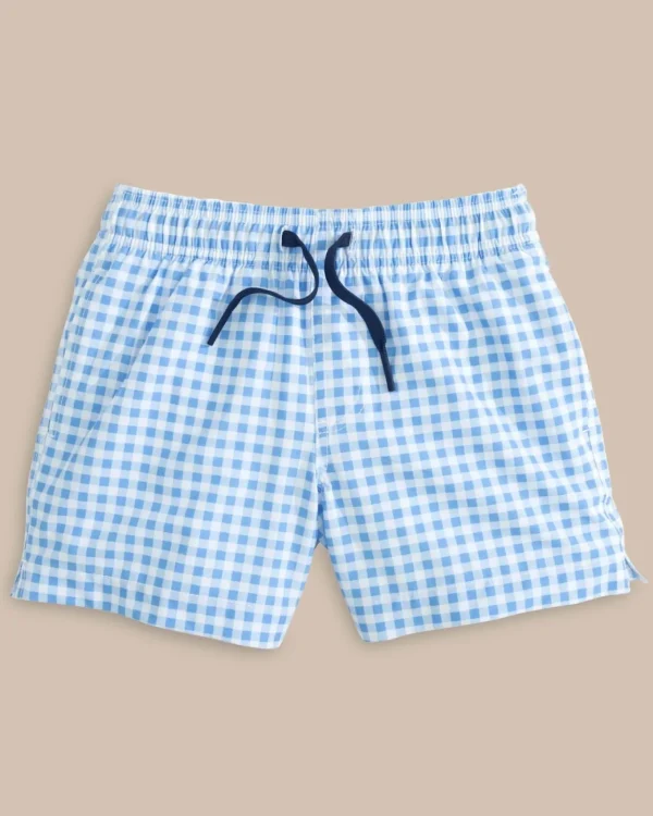 Southern Tide Boys Baldwin Gingham Printed Swim Trunk< Boys Swim Trunks