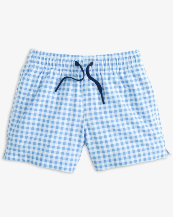 Southern Tide Boys Baldwin Gingham Printed Swim Trunk< Boys Swim Trunks