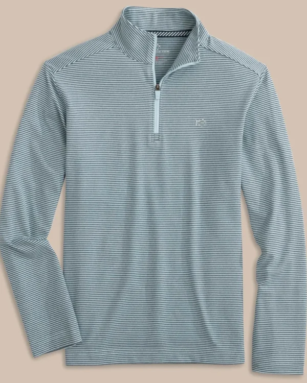 Southern Tide Boys Cruiser Heather Micro-Stripe Quarter Zip Pullover< Boys Pullovers & Vests