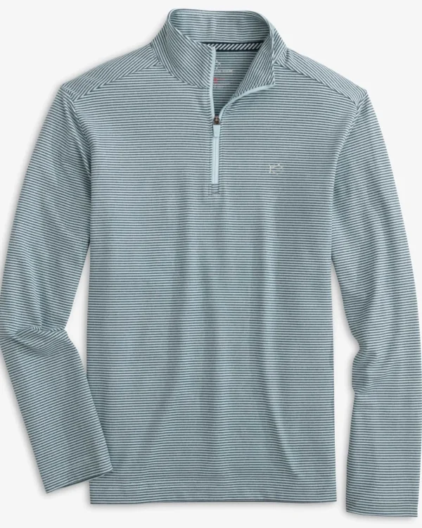 Southern Tide Boys Cruiser Heather Micro-Stripe Quarter Zip Pullover< Boys Pullovers & Vests