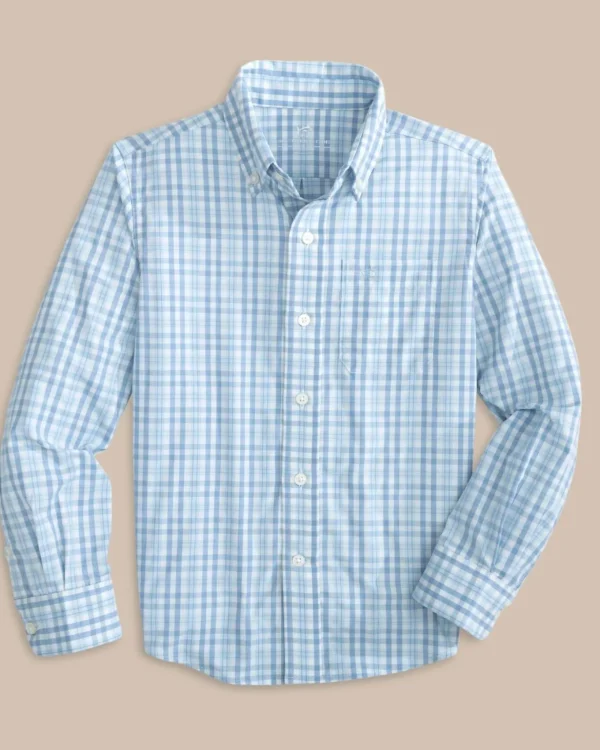 Southern Tide Boys Haywood Plaid Intercoastal Long Sleeve Sport Shirt< Boys Button Down Shirts