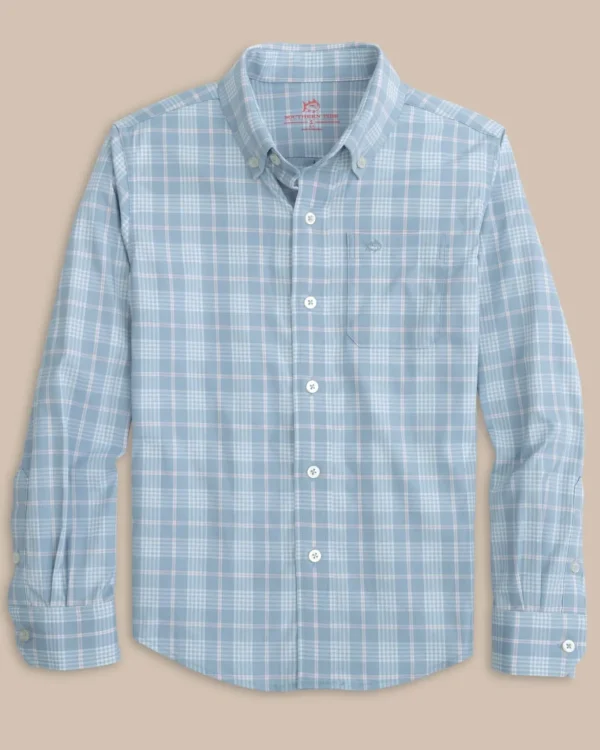 Southern Tide Boys Intercoastal Primrose Plaid Long Sleeve Sport Shirt< Boys Button Down Shirts