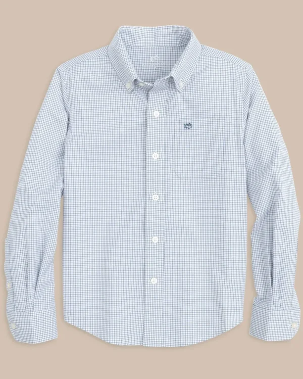 Southern Tide Boys Rosemont Tattersall Intercoastal Sport Shirt< Boys Button Down Shirts