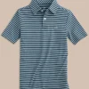 Southern Tide Boys Ryder Heather Marin Stripe Performance Polo Shirt< Boys Polo Shirts