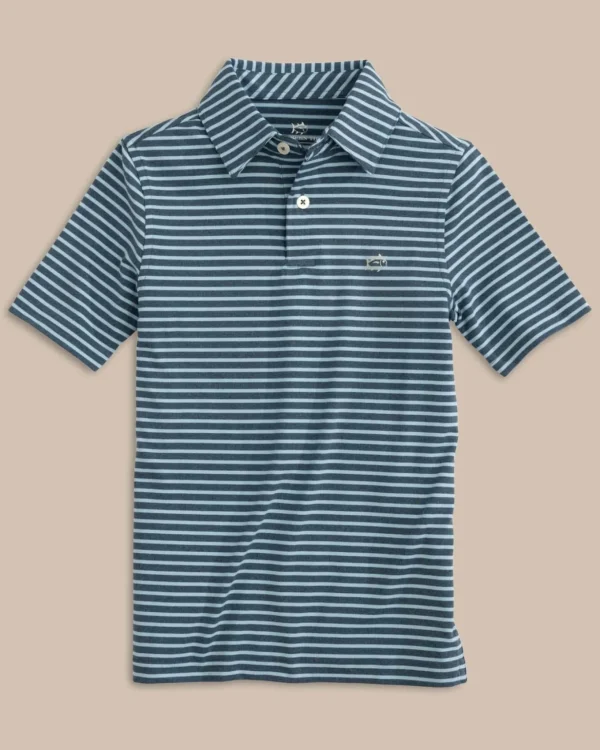 Southern Tide Boys Ryder Heather Marin Stripe Performance Polo Shirt< Boys Polo Shirts