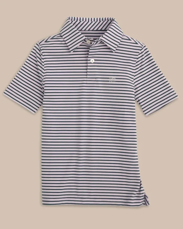 Southern Tide Boys Ryder Heather Marin Stripe Performance Polo Shirt< Boys Polo Shirts