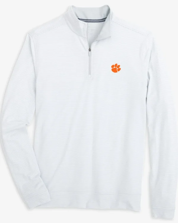 Southern Tide Clemson Tigers Cruiser Micro-Stripe Heather Quarter Zip< Outerwear