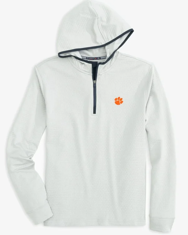 Southern Tide Clemson Tigers Scuttle Heather Quarter Zip Hoodie< Outerwear