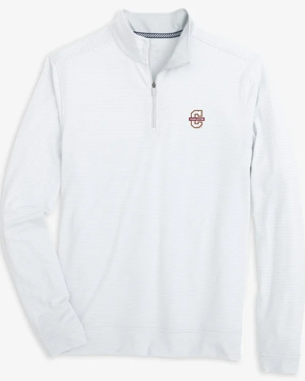 Southern Tide College Of Charleston Cougars Cruiser Micro-Stripe Heather Quarter Zip< Outerwear