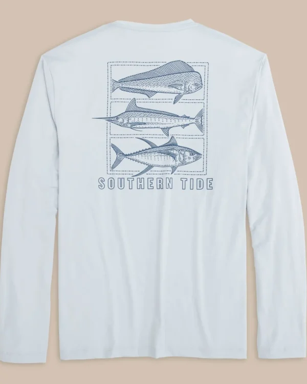 Southern Tide Dotted Sportfish Stack Long Sleeve Performance T-Shirt< T-Shirts