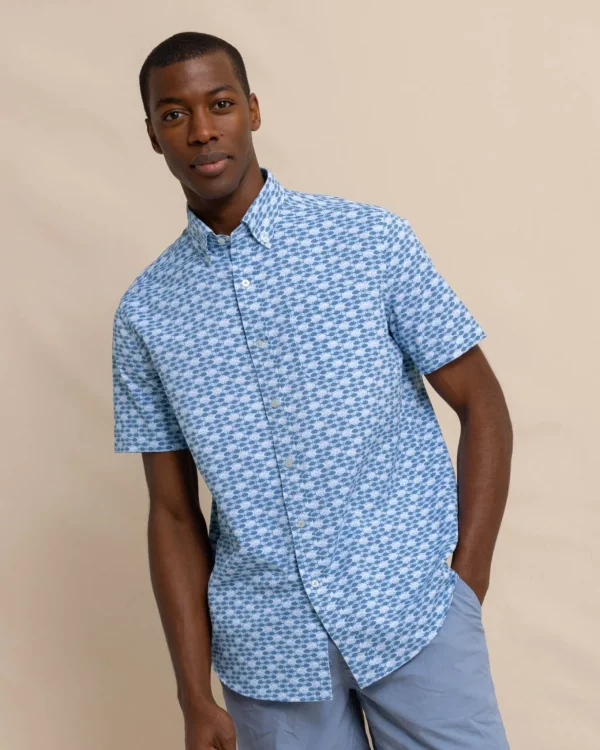 Southern Tide Intercoastal Heather Skipping Jacks Short Sleeve Sport Shirt< Sport Shirts & Button Downs