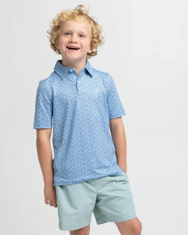 Southern Tide Kids Driver Casual Water Printed Polo< Boys Polo Shirts