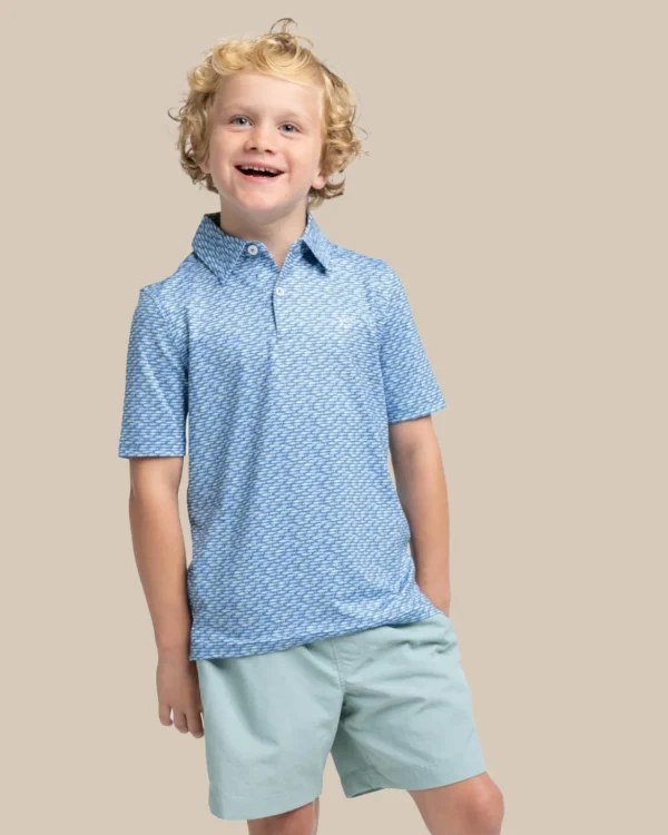 Southern Tide Kids Driver Casual Water Printed Polo< Boys Polo Shirts