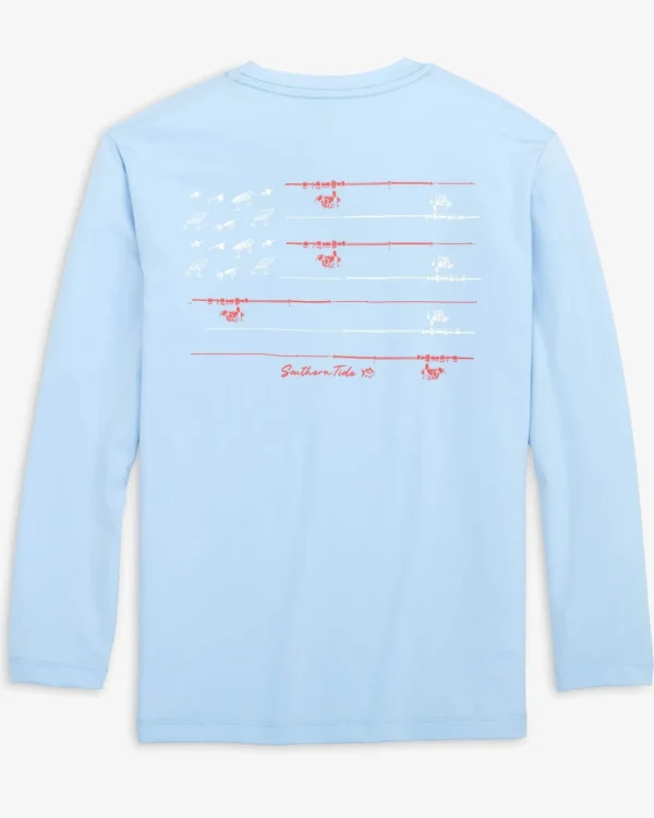 Southern Tide Kids Red, White, And Lure Long Sleeve Performance T-Shirt< Kids T-Shirts