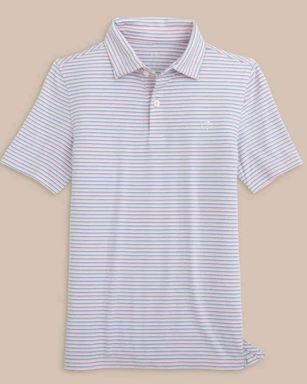 Southern Tide Kids Ryder Heather Halls Stripe Performance Polo< Boys Polo Shirts