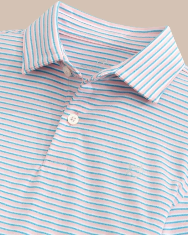 Southern Tide Kids Ryder Heather Halls Stripe Performance Polo< Boys Polo Shirts