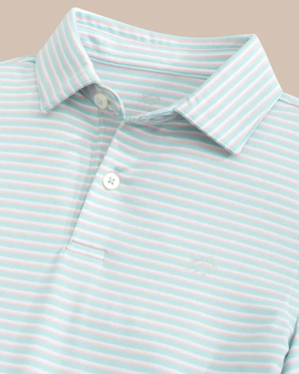 Southern Tide Kids Ryder Heather Halls Stripe Performance Polo< Boys Polo Shirts