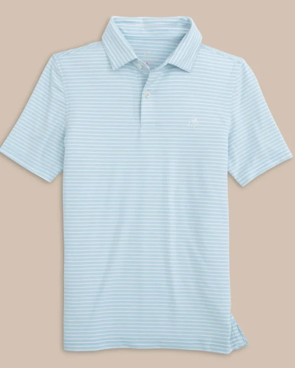 Southern Tide Kids Ryder Heather Halls Stripe Performance Polo< Boys Polo Shirts