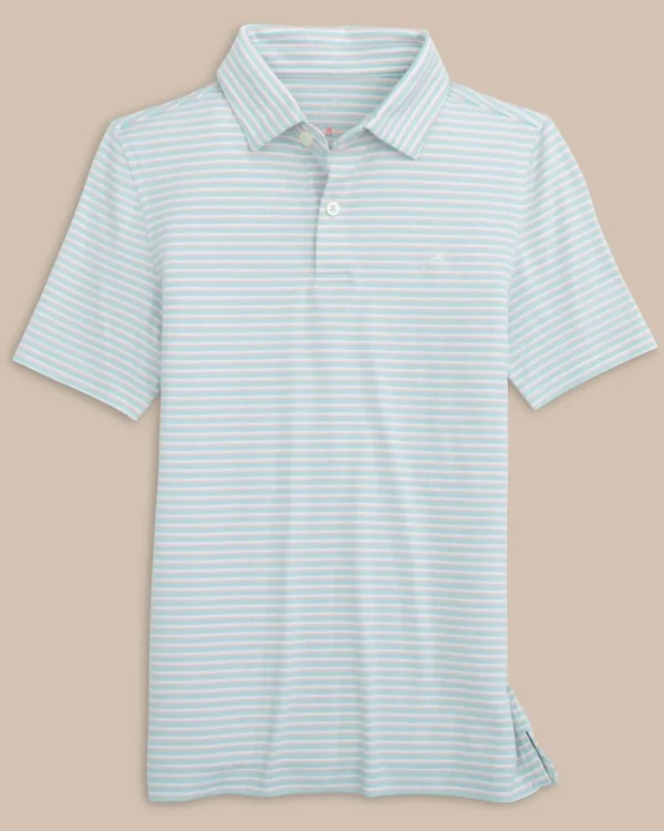 Southern Tide Kids Ryder Heather Halls Stripe Performance Polo< Boys Polo Shirts