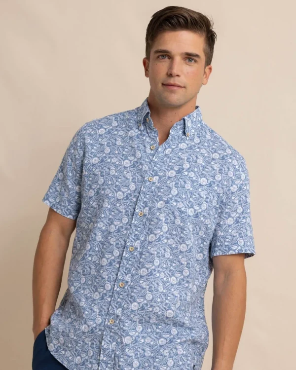 Southern Tide Linen Rayon Caps Off Short Sleeve Sport Shirt< Sport Shirts & Button Downs