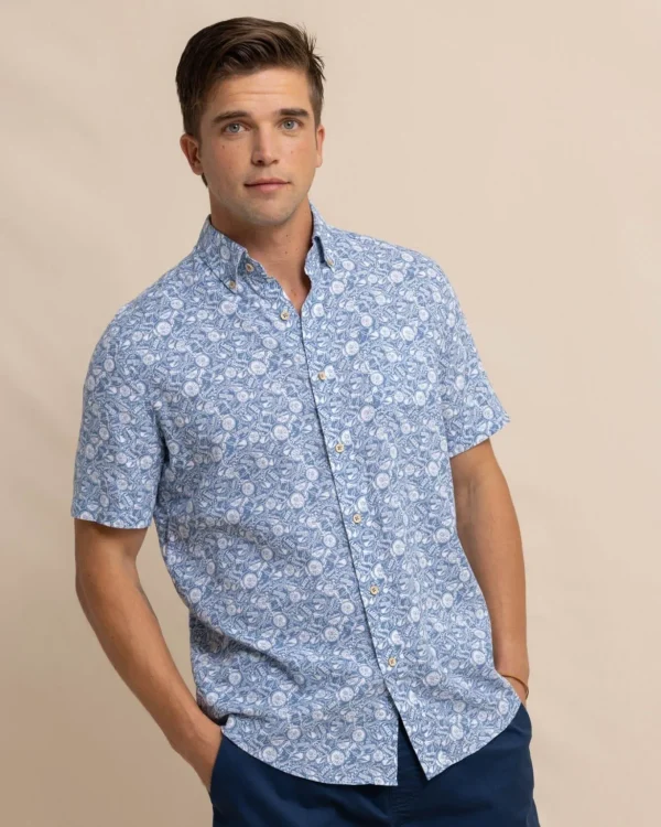 Southern Tide Linen Rayon Caps Off Short Sleeve Sport Shirt< Sport Shirts & Button Downs