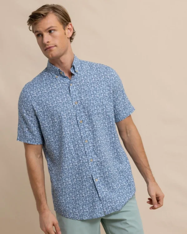 Southern Tide Linen Rayon Ditzy Floral Short Sleeve Sport Shirt< Sport Shirts & Button Downs