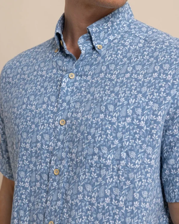 Southern Tide Linen Rayon Ditzy Floral Short Sleeve Sport Shirt< Sport Shirts & Button Downs