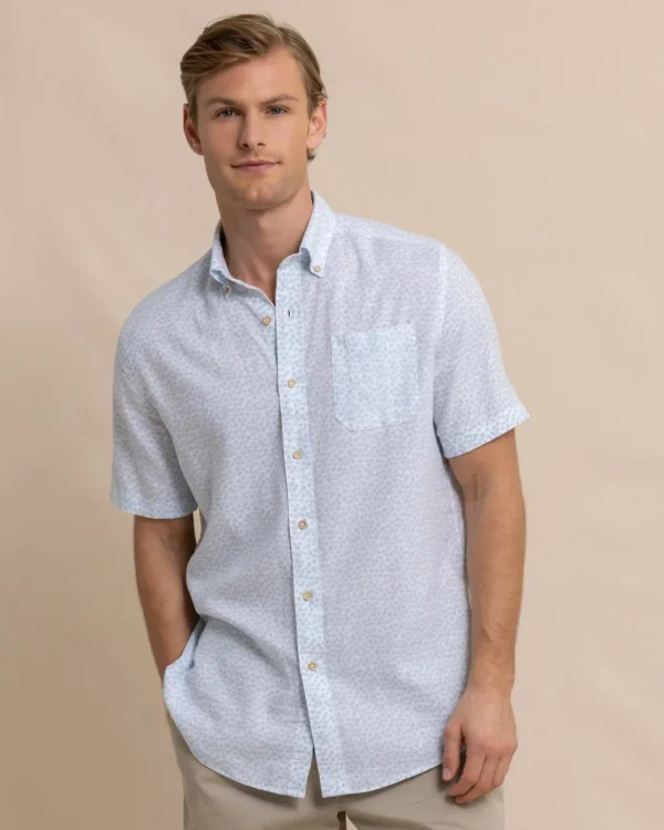 Southern Tide Linen Rayon Palm And Breezy Short Sleeve Sport Shirt< Sport Shirts & Button Downs