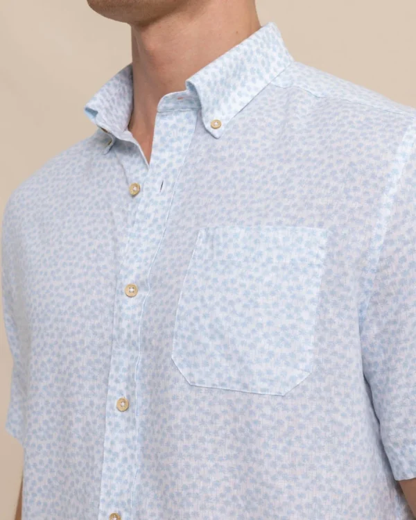 Southern Tide Linen Rayon Palm And Breezy Short Sleeve Sport Shirt< Sport Shirts & Button Downs