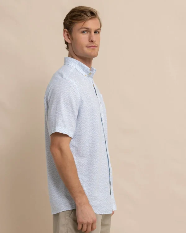 Southern Tide Linen Rayon Palm And Breezy Short Sleeve Sport Shirt< Sport Shirts & Button Downs