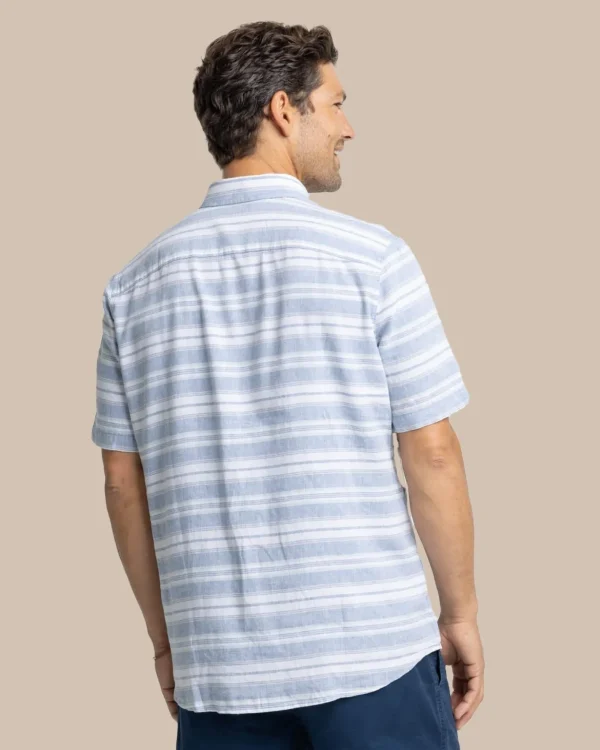 Southern Tide Linen Rayon Timmonsok Stripe Short Sleeve Sport Shirt< Sport Shirts & Button Downs