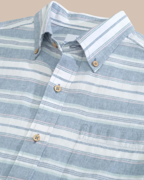 Southern Tide Linen Rayon Timmonsok Stripe Short Sleeve Sport Shirt< Sport Shirts & Button Downs