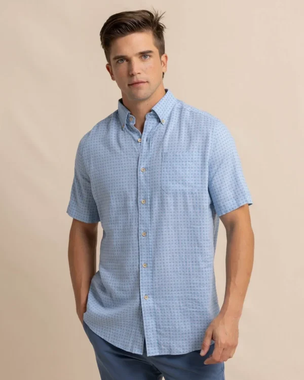 Southern Tide Linen Rayon White Lotus Short Sleeve Sport Shirt< Sport Shirts & Button Downs