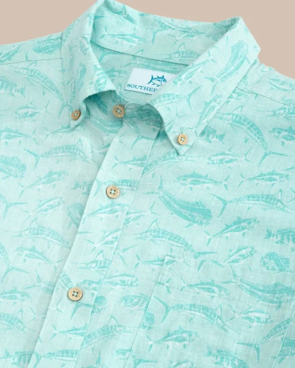 Southern Tide Linen Rayon You'Ve Been Schooled Short Sleeve Sport Shirt< Sport Shirts & Button Downs