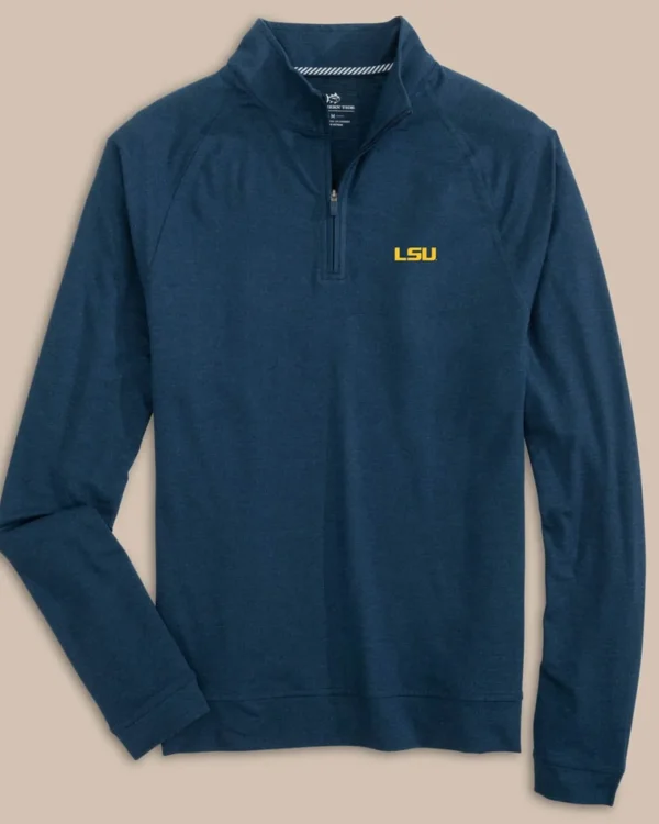 Southern Tide Lsu Tigers Cruiser Heather Quarter Zip Pullover< Outerwear