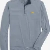 Southern Tide Lsu Tigers Cruiser Micro-Stripe Heather Quarter Zip< Outerwear