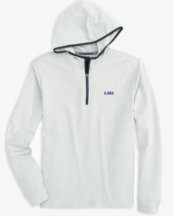 Southern Tide Lsu Tigers Scuttle Heather Quarter Zip Hoodie< Outerwear