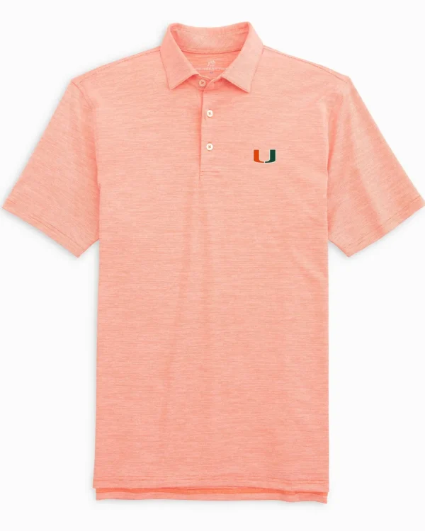 Southern Tide Miami Hurricanes Driver Spacedye Polo Shirt< Polo Shirts