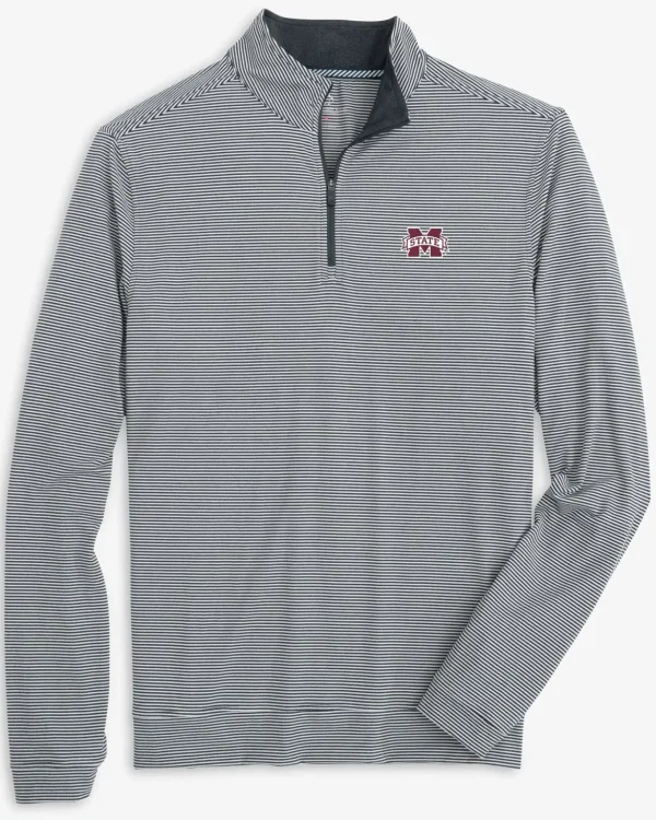 Southern Tide Mississippi State Bulldogs Cruiser Micro-Stripe Heather Quarter Zip< Outerwear