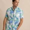 Southern Tide Paradise Palms Linen Rayon Short Sleeve Sport Shirt< Sport Shirts & Button Downs