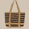 Southern Tide Striped Straw Hat Carrier Beach Tote< Bags